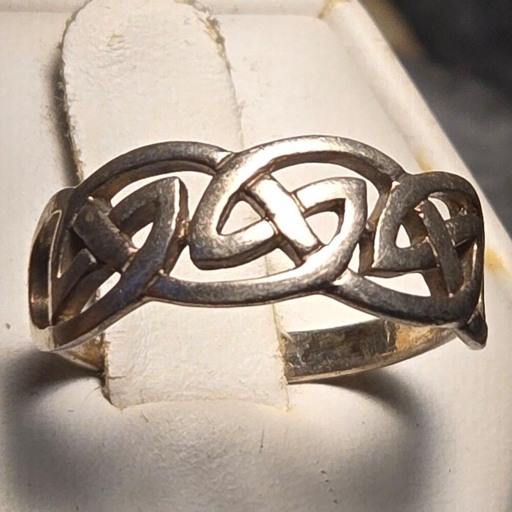 Solvar Celtic Vintage Sterling Silver Ring Sz 7.5